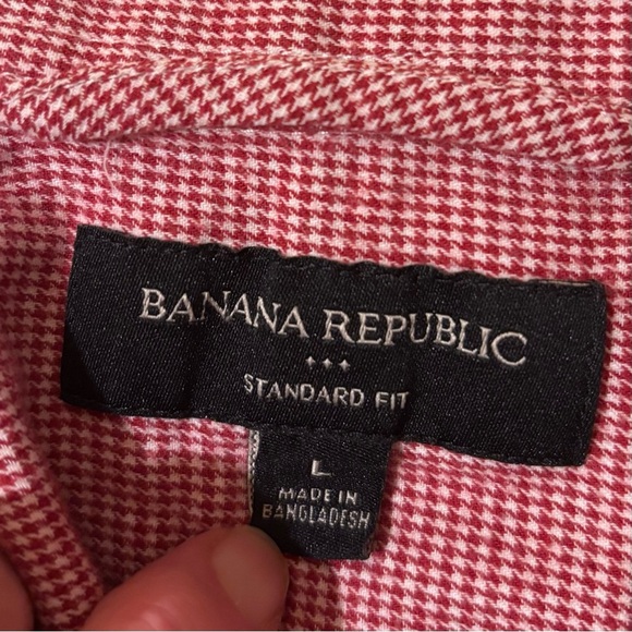 Banana Republic Red Checkered Button-Down Shirt size L - Picture 3 of 5